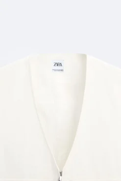 ZARA Coletes^COLETE EFEITO ENRUGADO Branco-marfim