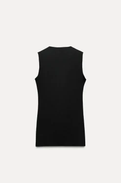 ZARA Blazers / Coletes^COLETE ELÁSTICO COM BOTÕES Preto