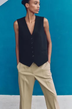 ZARA Blazers / Coletes^COLETE ESTILO ALFAIATE Azul-marinho