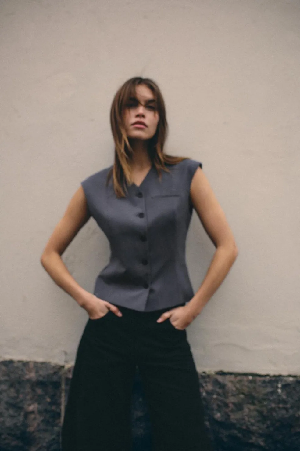 ZARA Blazers / Coletes^COLETE JUSTO TIPO TOP Petróleo-claro