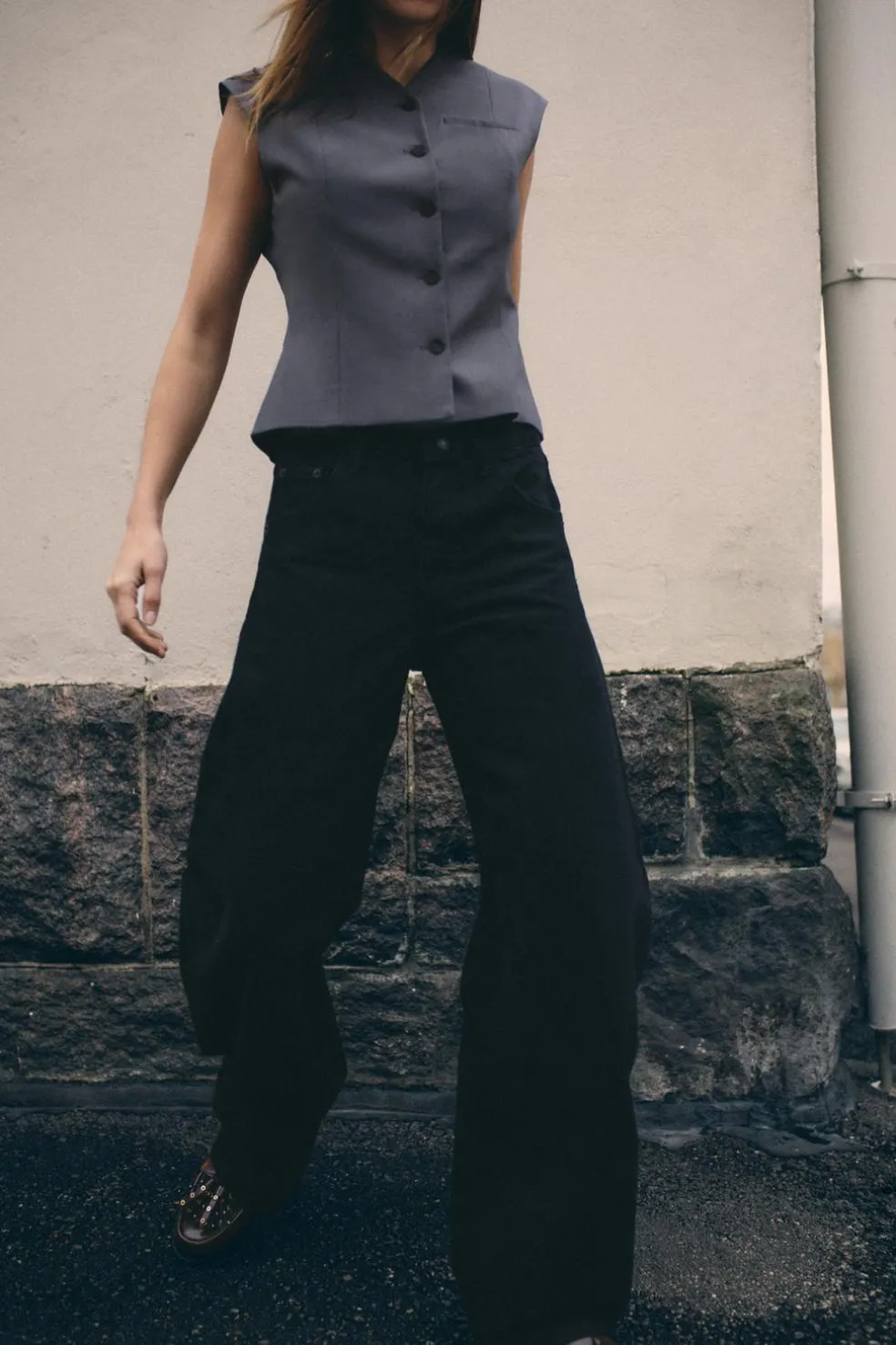 ZARA Blazers / Coletes^COLETE JUSTO TIPO TOP Petróleo-claro