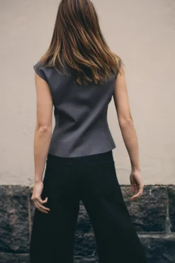 ZARA Blazers / Coletes^COLETE JUSTO TIPO TOP Petróleo-claro