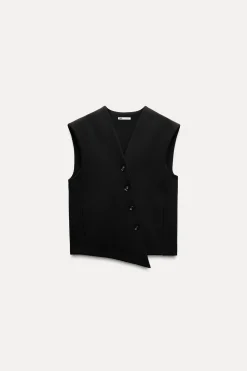 ZARA Blazers / Coletes^COLETE OVERSIZE COM BOTÕES Preto