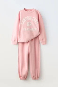 CONJUNTO COM MENSAGEM DE SWEATSHIRT E CALÇAS-ZARA Sale
