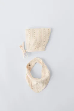 CONJUNTO DE CARAPUÇO E BANDANA EM PONTO JACQUARD COM FLOREZINHAS-ZARA Shop