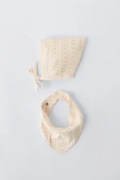 CONJUNTO DE CARAPUÇO E BANDANA EM PONTO JACQUARD COM FLOREZINHAS-ZARA Shop