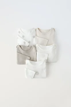 CONJUNTO DE CINCO BODIES COM COELHINHOS-ZARA Outlet