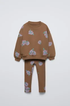 CONJUNTO DE SWEATSHIRT E LEGGINGS COM NERVURAS ESTAMPADO-ZARA Outlet