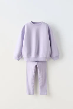 CONJUNTO DE SWEATSHIRT E LEGGINGS COM NERVURAS-ZARA Shop