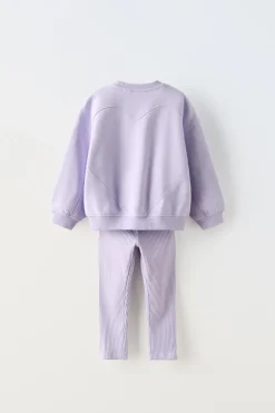 CONJUNTO DE SWEATSHIRT E LEGGINGS COM NERVURAS-ZARA Shop