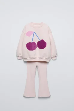 CONJUNTO DE SWEATSHIRT E LEGGINGS À BOCA DE SINO COM NERVURAS-ZARA Online