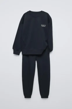 CONJUNTO DE SWEATSHIRT E JOGGER COM MENSAGEM BORDADA-ZARA Flash Sale