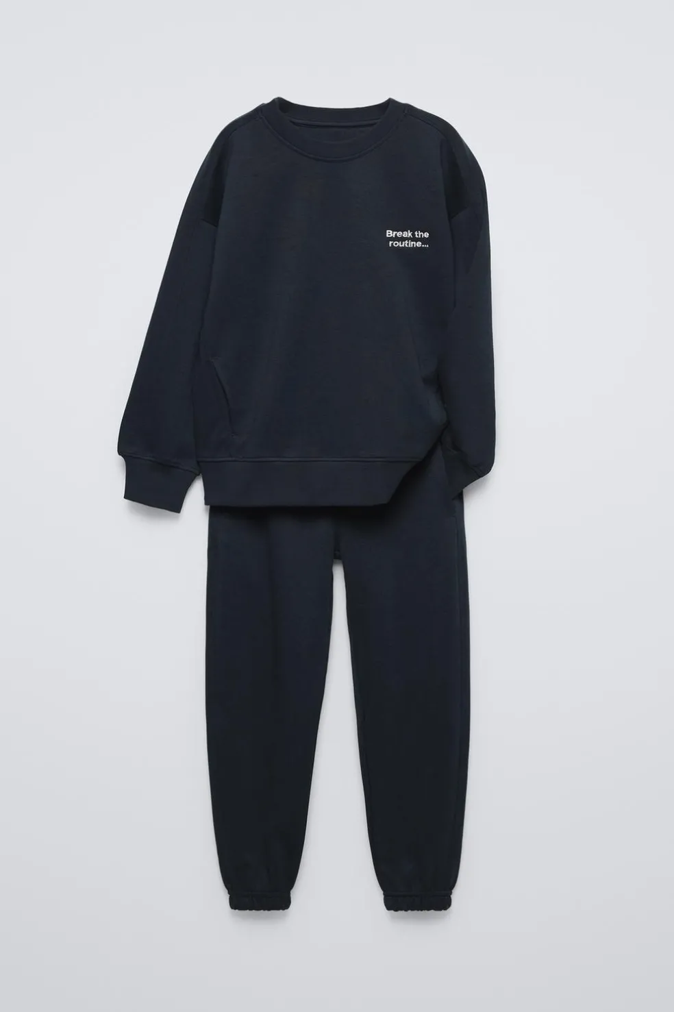 CONJUNTO DE SWEATSHIRT E JOGGER COM MENSAGEM BORDADA-ZARA Flash Sale