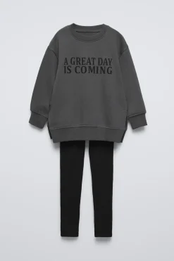 CONJUNTO DE SWEATSHIRT E LEGGINGS COM MENSAGEM-ZARA Cheap