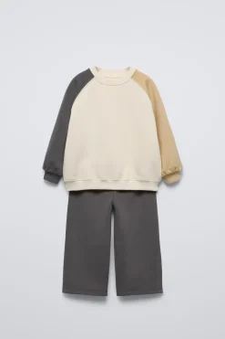 CONJUNTO DE SWEATSHIRT E CALÇAS COM MANGAS A CONTRASTAR-ZARA Discount