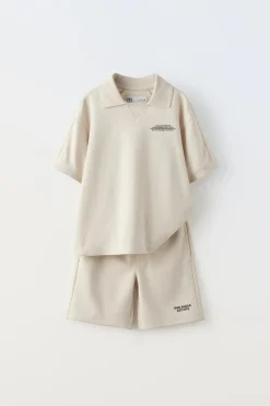 CONJUNTO EM INTERLOCK DE POLO E CALÇÕES BERMUDA-ZARA Flash Sale