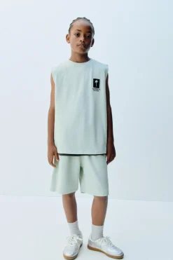 CONJUNTO FELPA T-SHIRT E CALÇÕES BERMUDA BORDADO-ZARA Sale