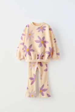 CONJUNTO ÀS FLORES DE SWEATSHIRT E LEGGINGS FLARE-ZARA Clearance