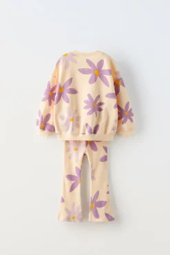 CONJUNTO ÀS FLORES DE SWEATSHIRT E LEGGINGS FLARE-ZARA Clearance