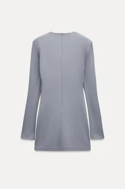 ZARA Vestidos^DRAPED DRESS WITH BELT Petróleo