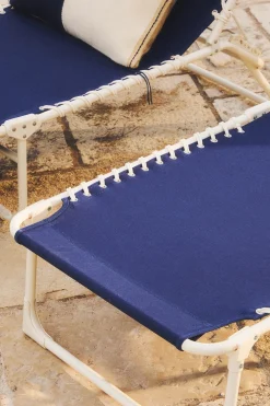 ZARA Móveis|Móveis^ESPREGUIÇADEIRA EXTERIOR DOBRÁVEL LONA Cru / Azul-marinho