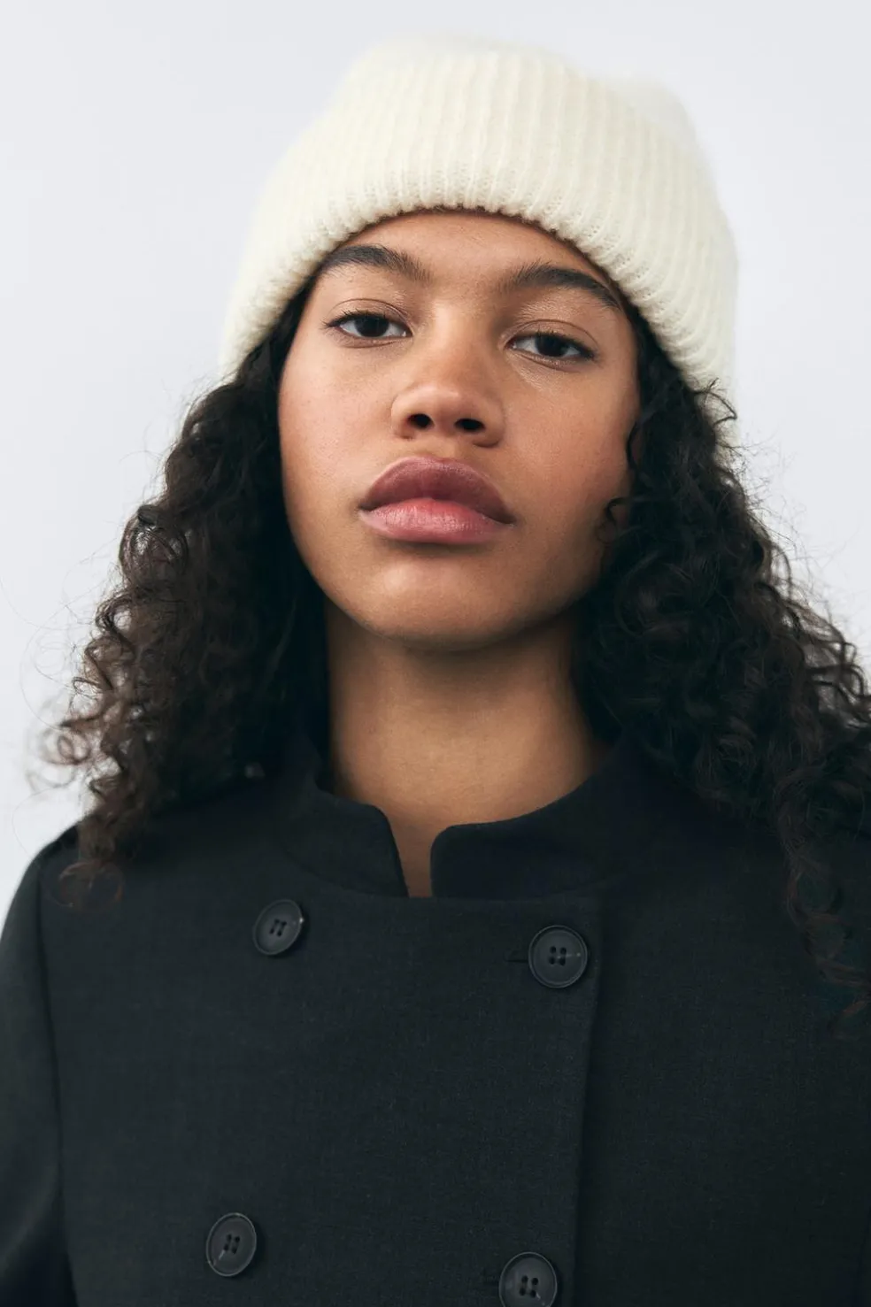 ZARA Winter Layersnew|Acessórios / Bijuteria^GORRO BEANIE COM PONTO DE VOLTA Branco-marfim