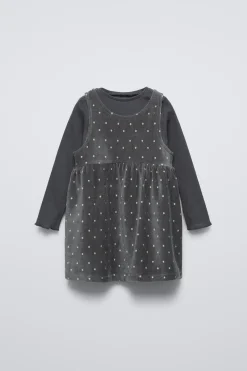 JARDINEIRA DE MICROPANA COMBINADA COM T-SHIRT DE NERVURAS-ZARA Outlet