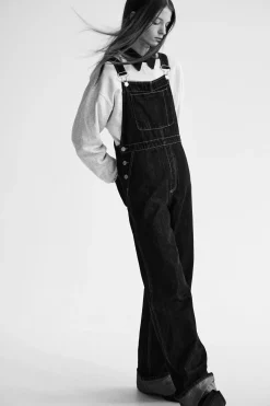 ZARA Vestidos^JARDINEIRAS COMPRIDAS EM GANGA TRF Índigo-escuro