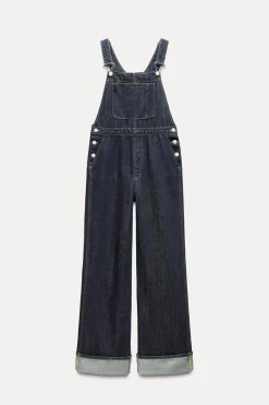 ZARA Vestidos^JARDINEIRAS COMPRIDAS EM GANGA TRF Índigo-escuro