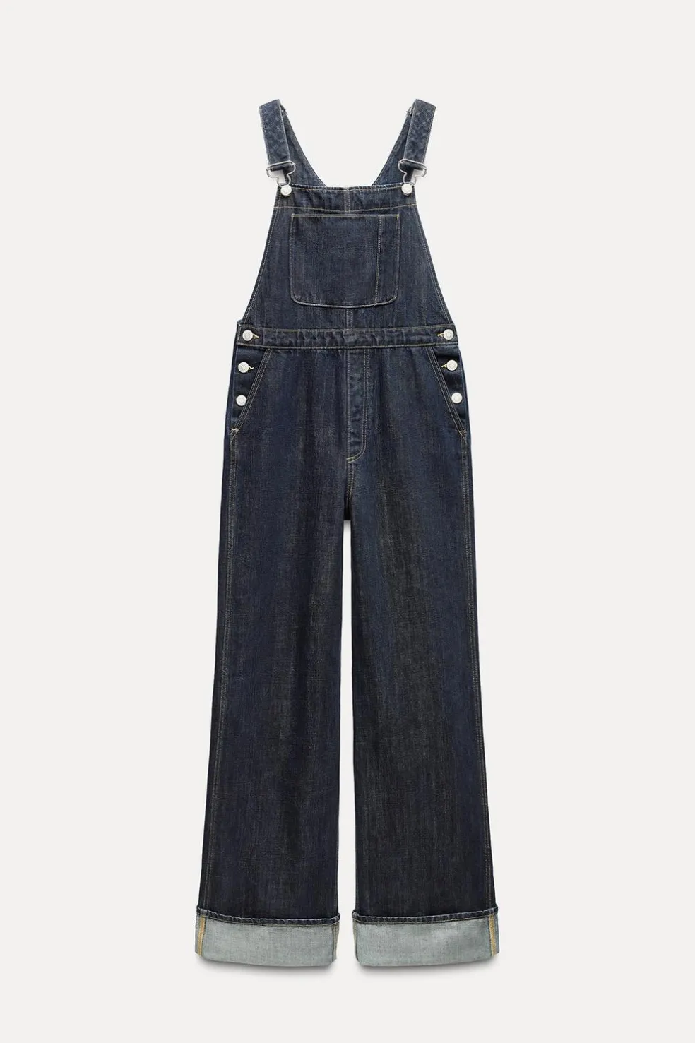 ZARA Vestidos^JARDINEIRAS COMPRIDAS EM GANGA TRF Índigo-escuro