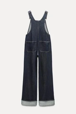 ZARA Vestidos^JARDINEIRAS COMPRIDAS EM GANGA TRF Índigo-escuro
