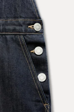 ZARA Vestidos^JARDINEIRAS COMPRIDAS EM GANGA TRF Índigo-escuro