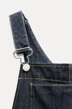 ZARA Vestidos^JARDINEIRAS COMPRIDAS EM GANGA TRF Índigo-escuro