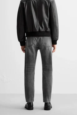 ZARA Calças De Ganga^JEANS ANKLE STRAIGHT FIT Carvão