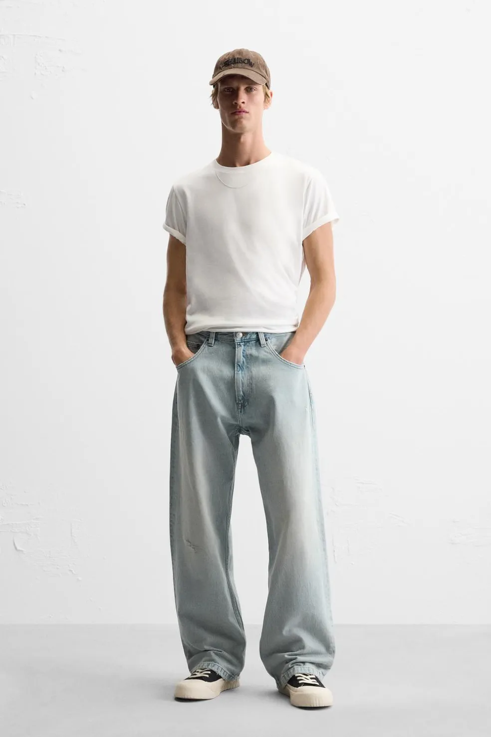 ZARA Calças De Ganga^JEANS BAGGY FIT Azul-claro