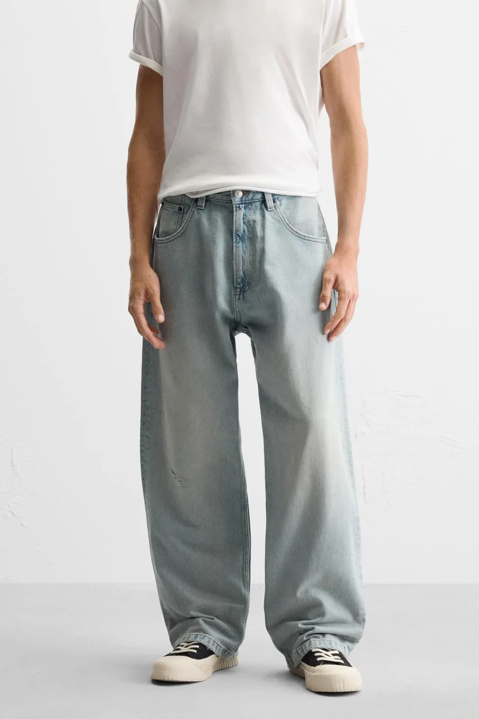 ZARA Calças De Ganga^JEANS BAGGY FIT Azul-claro