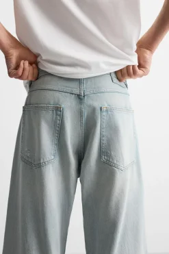 ZARA Calças De Ganga^JEANS BAGGY FIT Azul-claro