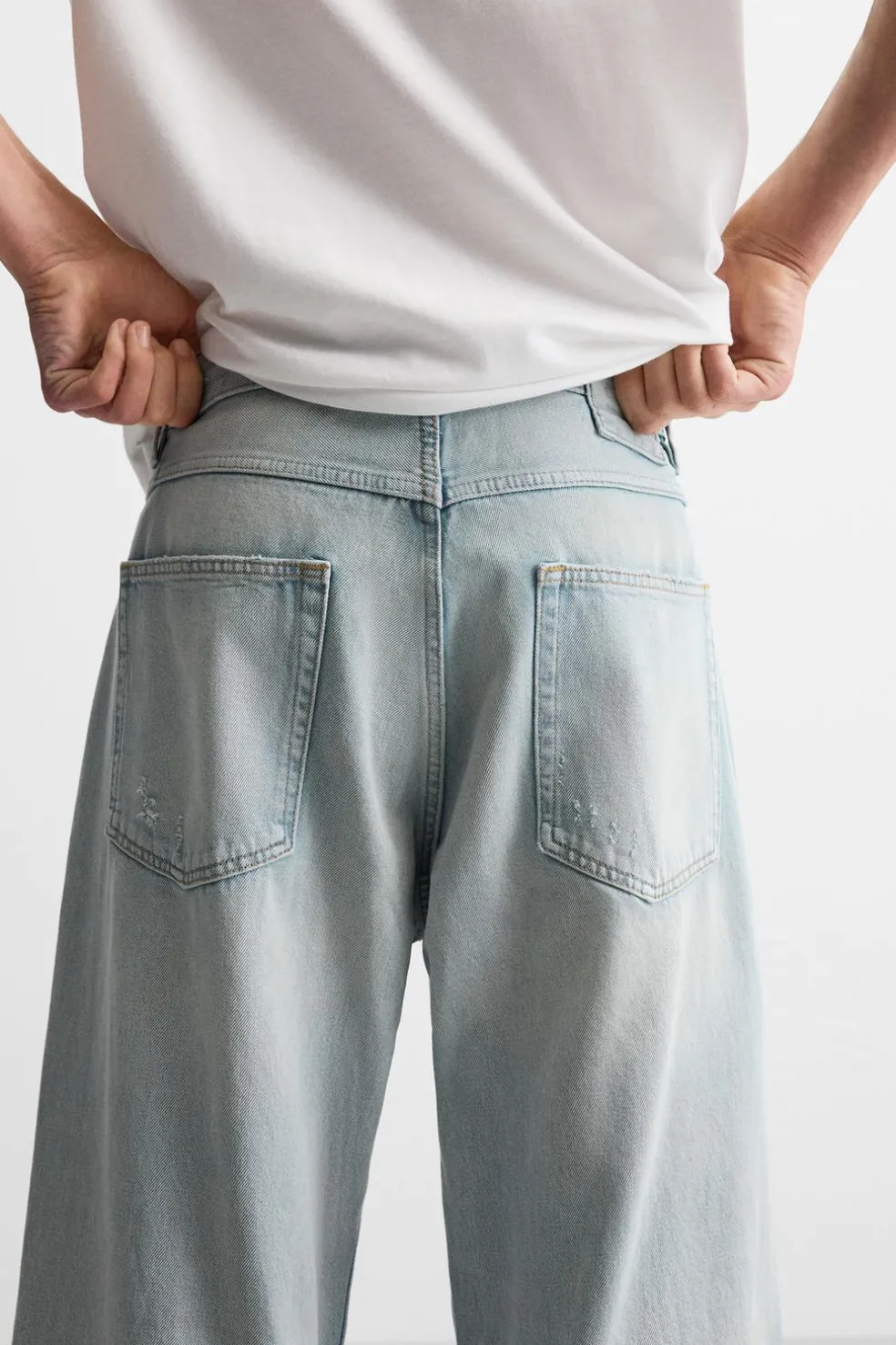 ZARA Calças De Ganga^JEANS BAGGY FIT Azul-claro