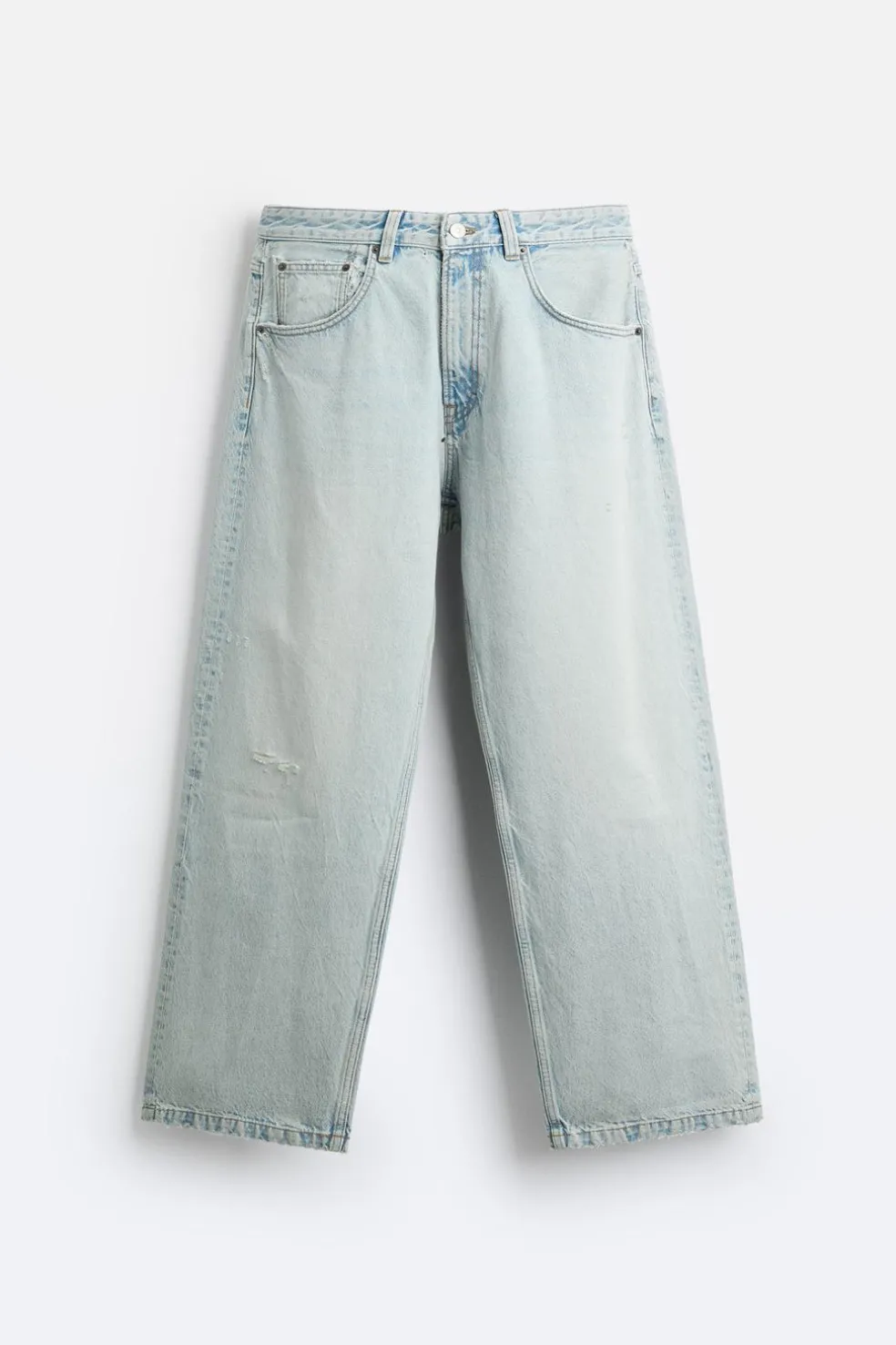 ZARA Calças De Ganga^JEANS BAGGY FIT Azul-claro