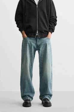 ZARA Calças De Ganga^JEANS BAGGY FIT Azul-médio