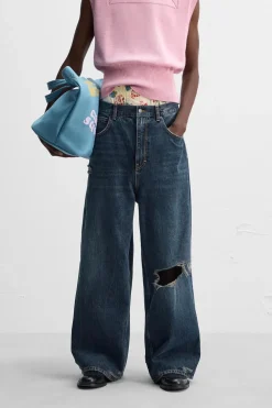 ZARA Calças De Ganga^JEANS BAGGY FIT ROTAS X HARRY LAMBERT Azul