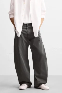 ZARA Calças De Ganga^JEANS BALOON FIT Cinzento