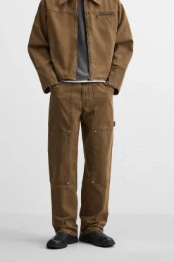 ZARA Calças|Calças De Ganga^JEANS BOLSO CARPINTEIRO Castanho