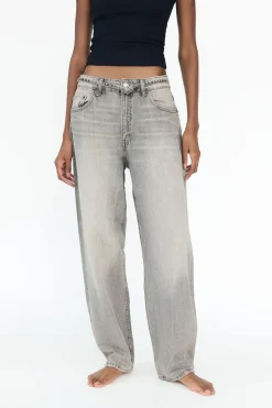 ZARA Jeans^JEANS TAILORED FIT BALLOON CINTURA MÉDIA Cinzento-médio