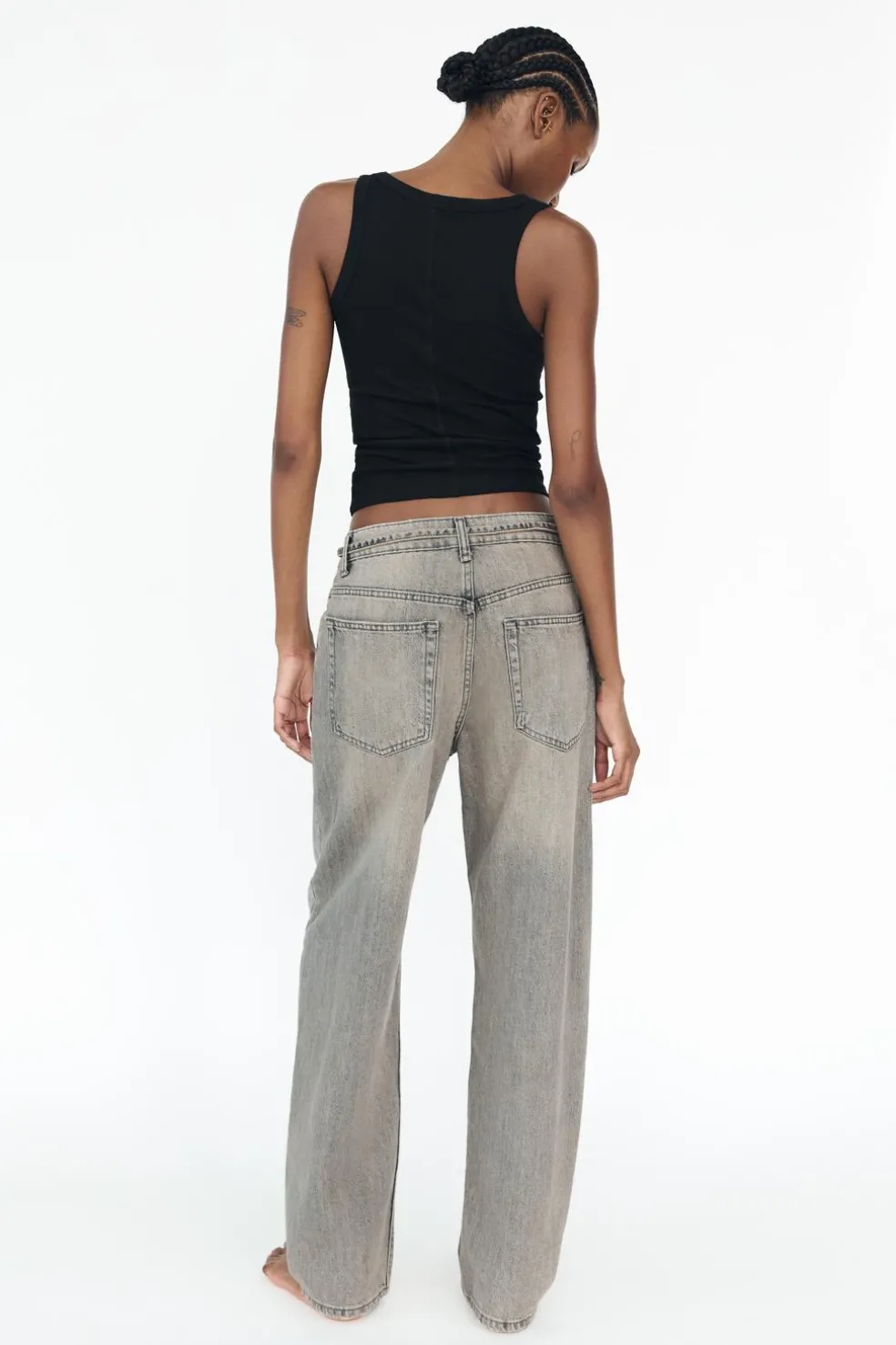 ZARA Jeans^JEANS TAILORED FIT BALLOON CINTURA MÉDIA Cinzento-médio