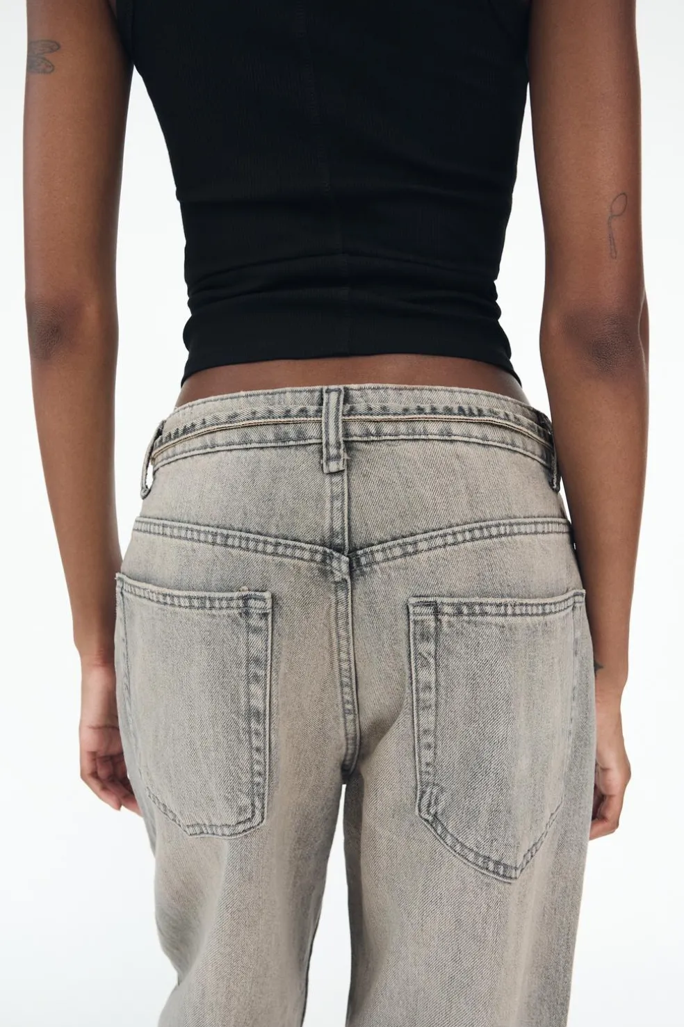 ZARA Jeans^JEANS TAILORED FIT BALLOON CINTURA MÉDIA Cinzento-médio