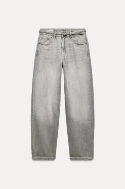 ZARA Jeans^JEANS TAILORED FIT BALLOON CINTURA MÉDIA Cinzento-médio