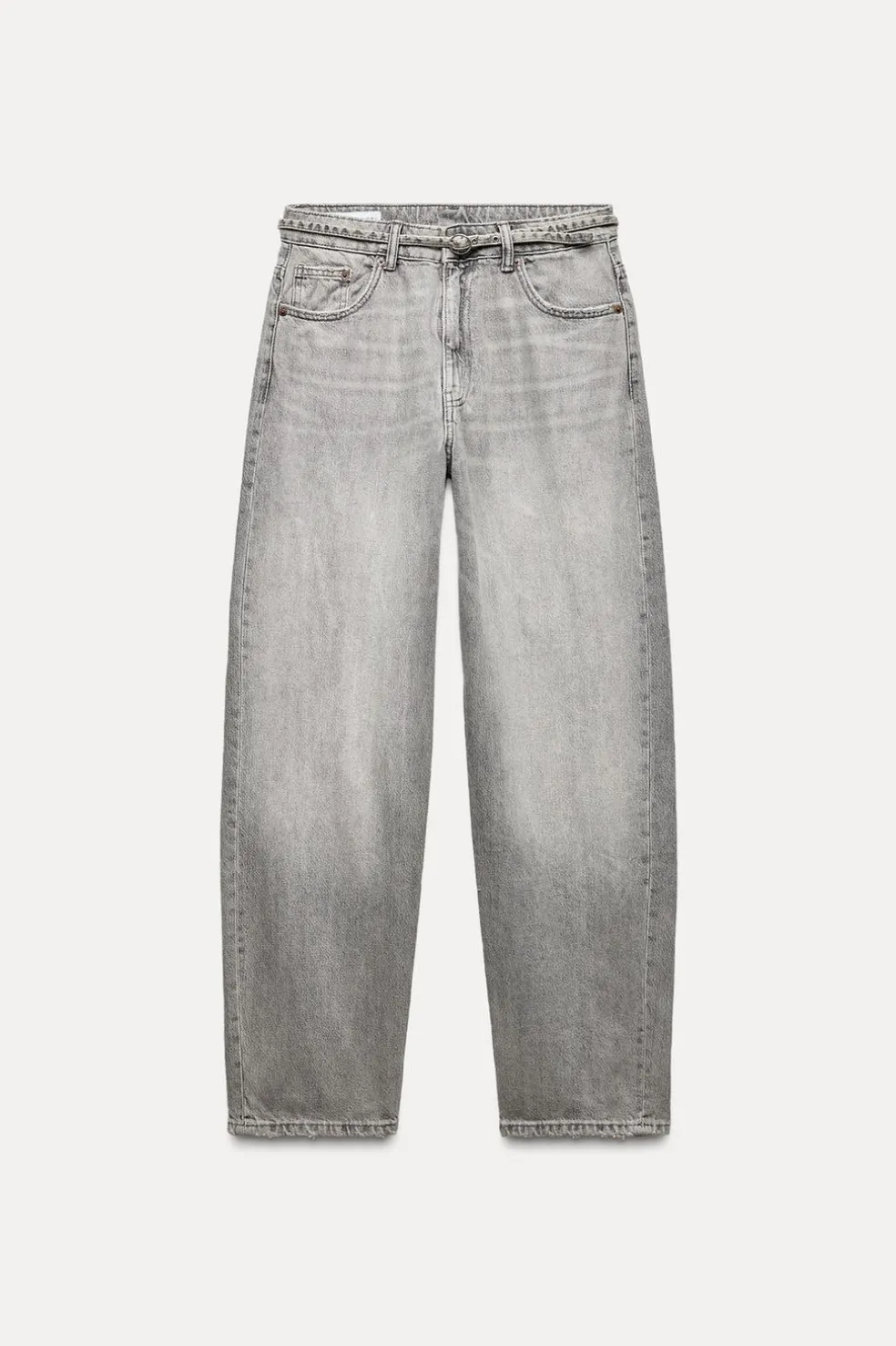 ZARA Jeans^JEANS TAILORED FIT BALLOON CINTURA MÉDIA Cinzento-médio