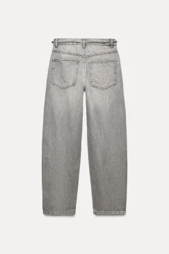 ZARA Jeans^JEANS TAILORED FIT BALLOON CINTURA MÉDIA Cinzento-médio