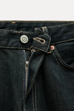 ZARA Jeans^JEANS TRF RELAXED MINI FOLD UP CINTURA BAIXA preto/amarelo